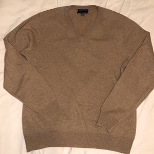 Men’s 100% Cashmere Club Room Camel Tan V-Neck Sweater